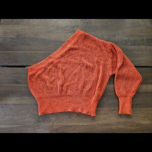 Stylish One Shoulder Orange Sweater